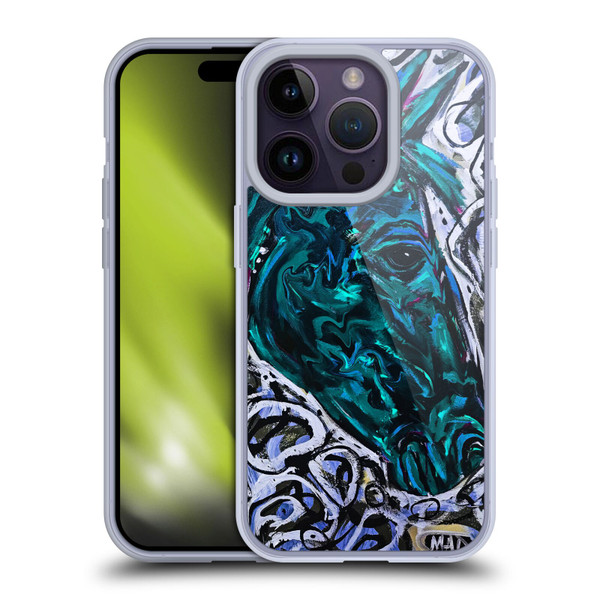 Mad Dog Art Gallery Animals Blue Horse Soft Gel Case for Apple iPhone 14 Pro