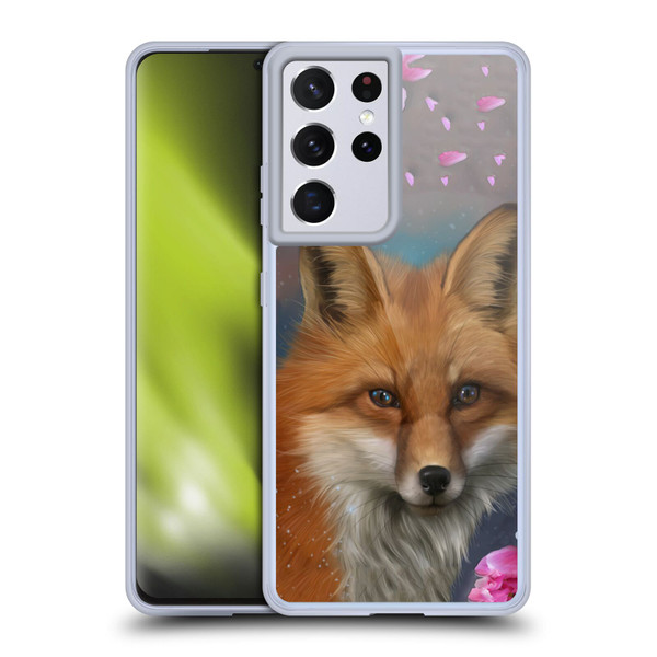 Ash Evans Animals Fox Peonies Soft Gel Case for Samsung Galaxy S21 Ultra 5G