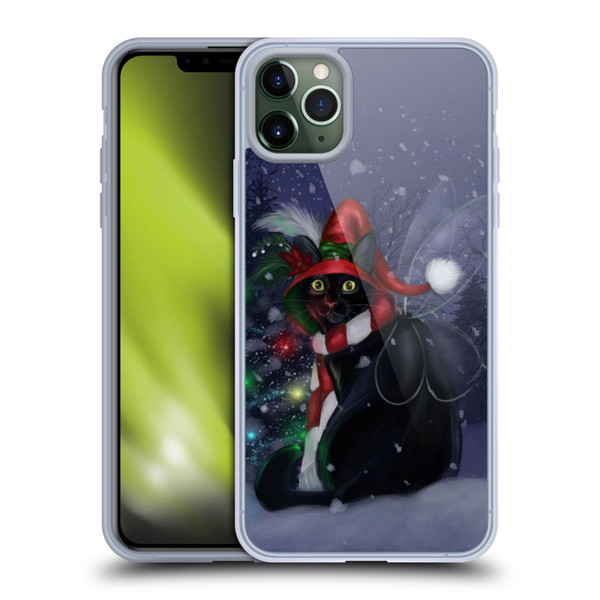 Ash Evans Black Cats Yuletide Cheer Soft Gel Case for Apple iPhone 11 Pro Max