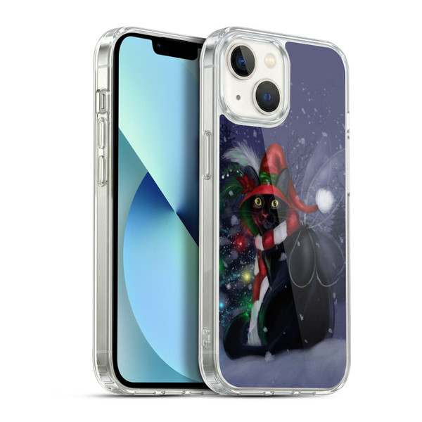 Ash Evans Black Cats Yuletide Cheer Soft Gel Case for Apple iPhone 13