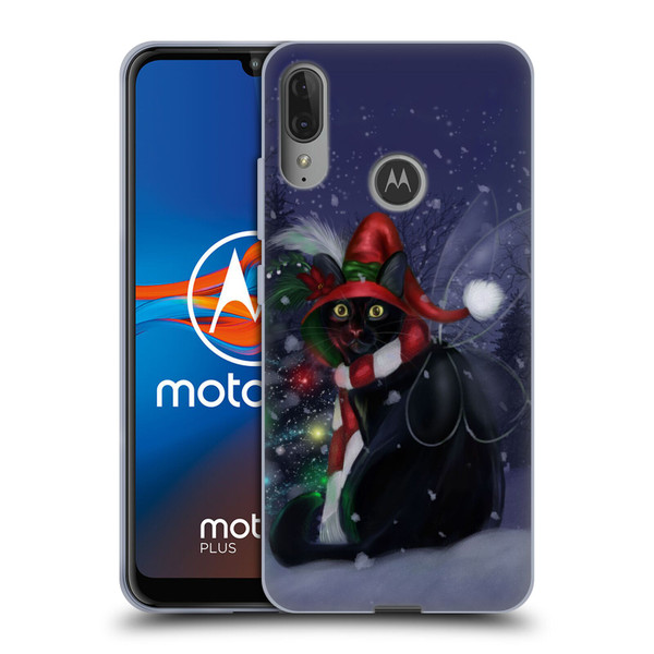 Ash Evans Black Cats Yuletide Cheer Soft Gel Case for Motorola Moto E6 Plus