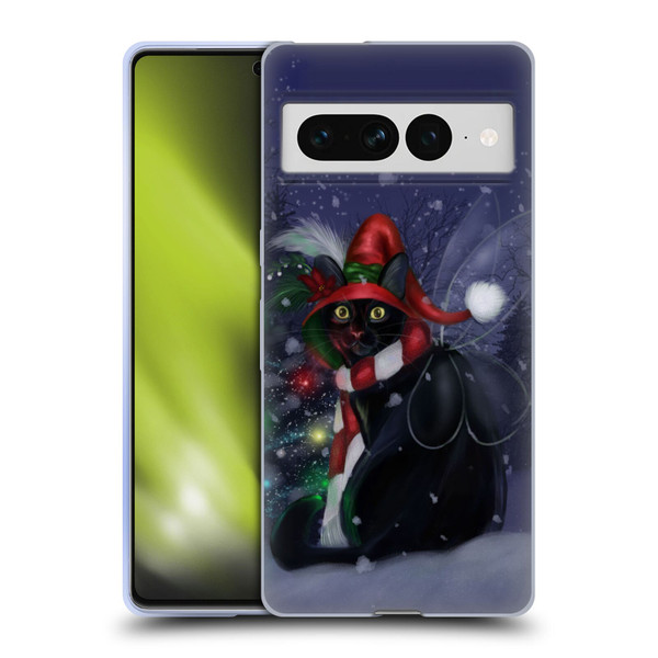 Ash Evans Black Cats Yuletide Cheer Soft Gel Case for Google Pixel 7 Pro