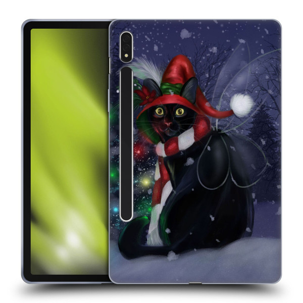 Ash Evans Black Cats Yuletide Cheer Soft Gel Case for Samsung Galaxy Tab S8