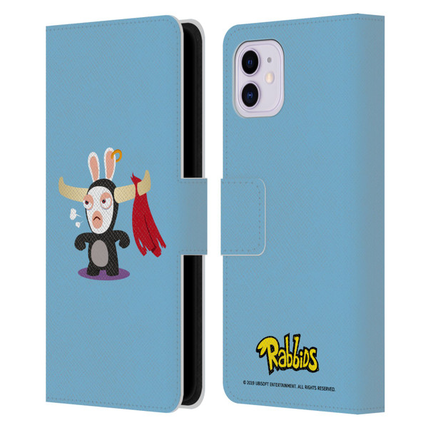 Rabbids Costumes Bull Leather Book Wallet Case Cover For Apple iPhone 11