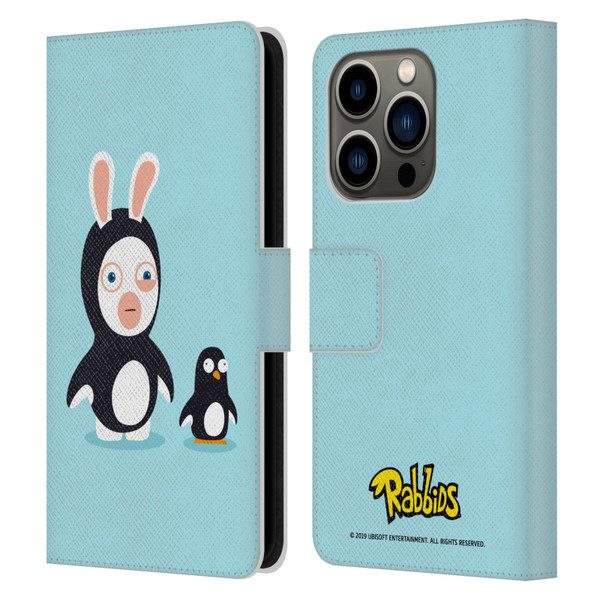 Rabbids Costumes Penguin Leather Book Wallet Case Cover For Apple iPhone 14 Pro