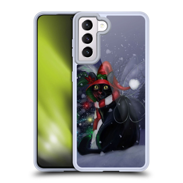 Ash Evans Black Cats Yuletide Cheer Soft Gel Case for Samsung Galaxy S21 5G