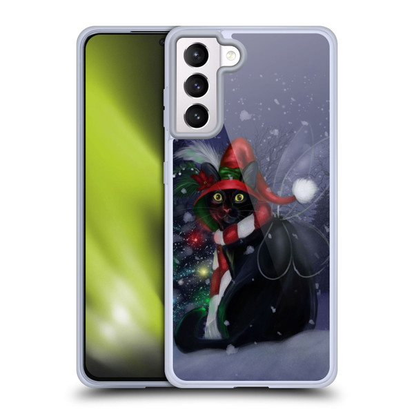 Ash Evans Black Cats Yuletide Cheer Soft Gel Case for Samsung Galaxy S21+ 5G