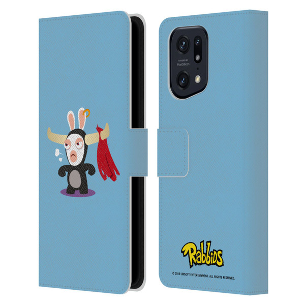 Rabbids Costumes Bull Leather Book Wallet Case Cover For OPPO Find X5 Pro