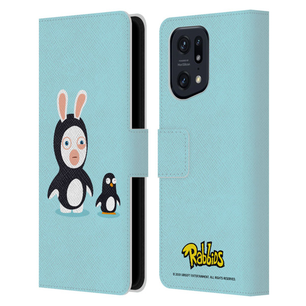 Rabbids Costumes Penguin Leather Book Wallet Case Cover For OPPO Find X5 Pro