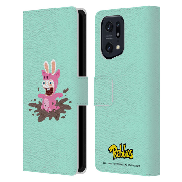 Rabbids Costumes Pig Leather Book Wallet Case Cover For OPPO Find X5 Pro
