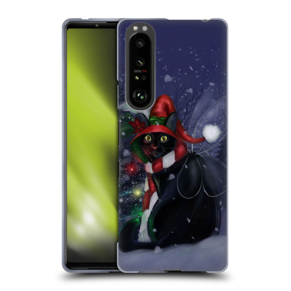 Ash Evans Black Cats Yuletide Cheer Soft Gel Case for Sony Xperia 1 III