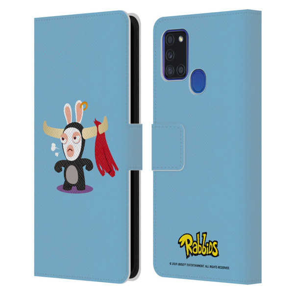 Rabbids Costumes Bull Leather Book Wallet Case Cover For Samsung Galaxy A21s (2020)
