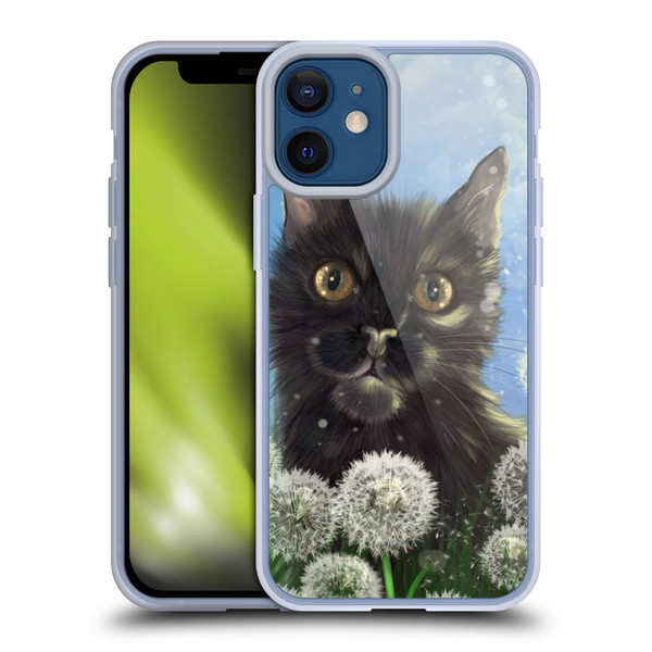 Ash Evans Black Cats 2 Dandelions Soft Gel Case for Apple iPhone 12 Mini