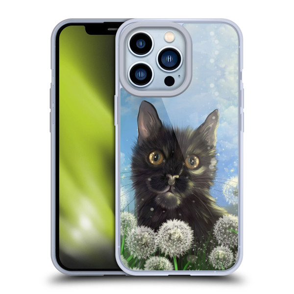 Ash Evans Black Cats 2 Dandelions Soft Gel Case for Apple iPhone 13 Pro
