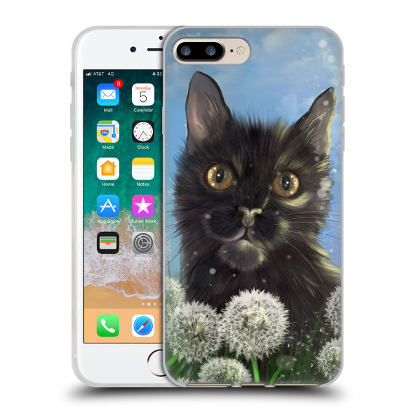 Ash Evans Black Cats 2 Dandelions Soft Gel Case for Apple iPhone 7 Plus / iPhone 8 Plus