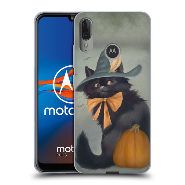 Ash Evans Black Cats 2 Halloween Pumpkin Soft Gel Case for Motorola Moto E6 Plus