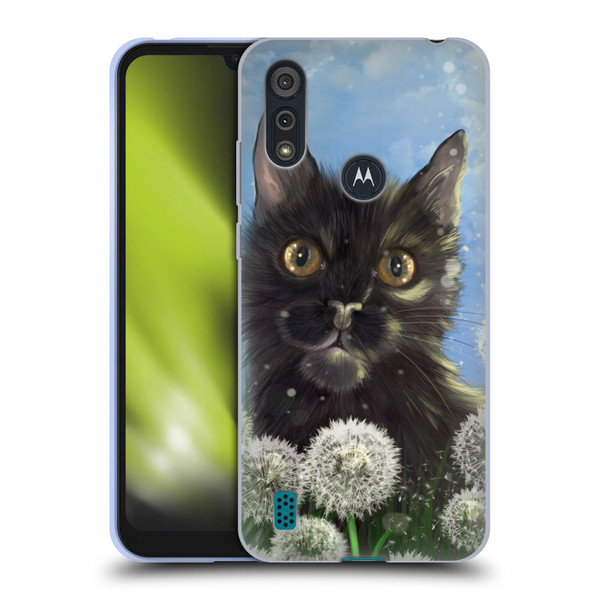 Ash Evans Black Cats 2 Dandelions Soft Gel Case for Motorola Moto E6s (2020)