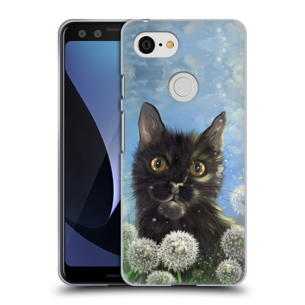 Ash Evans Black Cats 2 Dandelions Soft Gel Case for Google Pixel 3