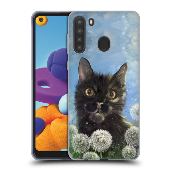 Ash Evans Black Cats 2 Dandelions Soft Gel Case for Samsung Galaxy A21 (2020)