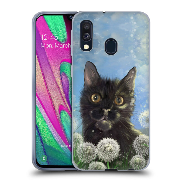 Ash Evans Black Cats 2 Dandelions Soft Gel Case for Samsung Galaxy A40 (2019)