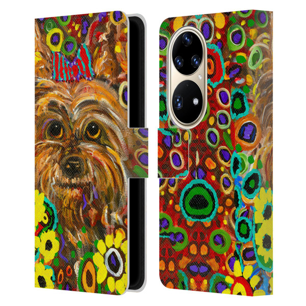 Mad Dog Art Gallery Dogs 2 Yorkie Leather Book Wallet Case Cover For Huawei P50 Pro