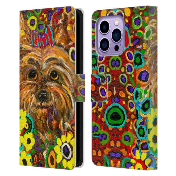 Mad Dog Art Gallery Dogs 2 Yorkie Leather Book Wallet Case Cover For Apple iPhone 14 Pro Max