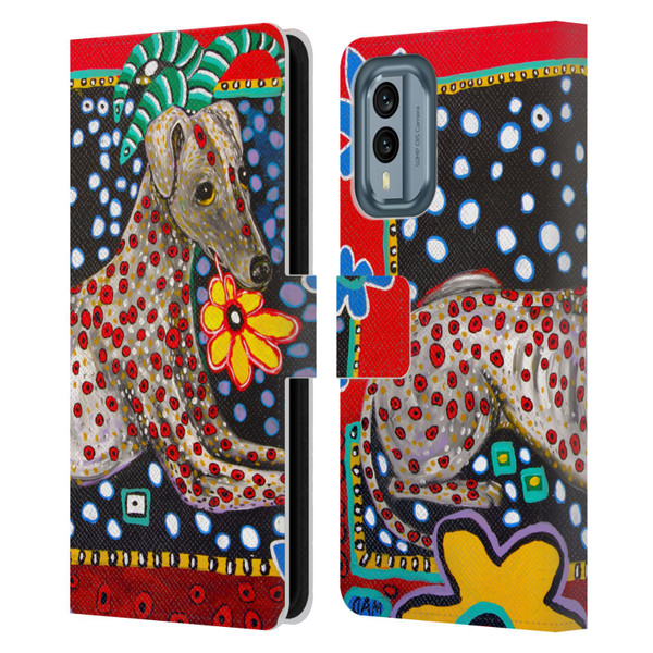 Mad Dog Art Gallery Dogs 2 Greyhound Leather Book Wallet Case Cover For Nokia X30