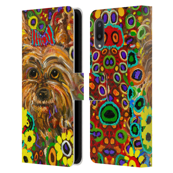Mad Dog Art Gallery Dogs 2 Yorkie Leather Book Wallet Case Cover For Samsung Galaxy A02/M02 (2021)