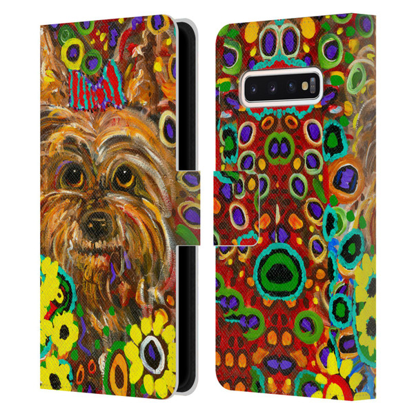 Mad Dog Art Gallery Dogs 2 Yorkie Leather Book Wallet Case Cover For Samsung Galaxy S10