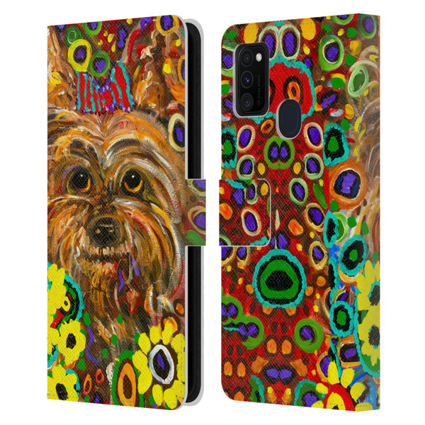 Mad Dog Art Gallery Dogs 2 Yorkie Leather Book Wallet Case Cover For Samsung Galaxy M30s (2019)/M21 (2020)