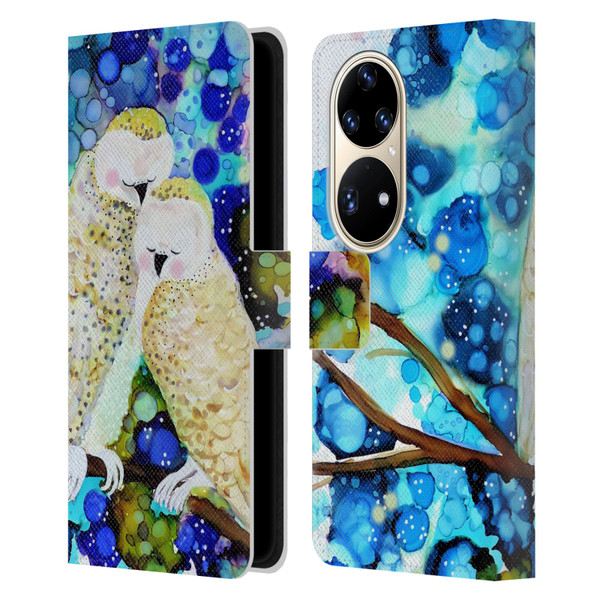 Sylvie Demers Birds 3 Owls Leather Book Wallet Case Cover For Huawei P50 Pro