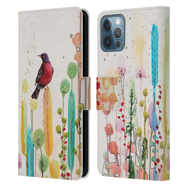 Sylvie Demers Birds 3 Scarlet Leather Book Wallet Case Cover For Apple iPhone 12 / iPhone 12 Pro