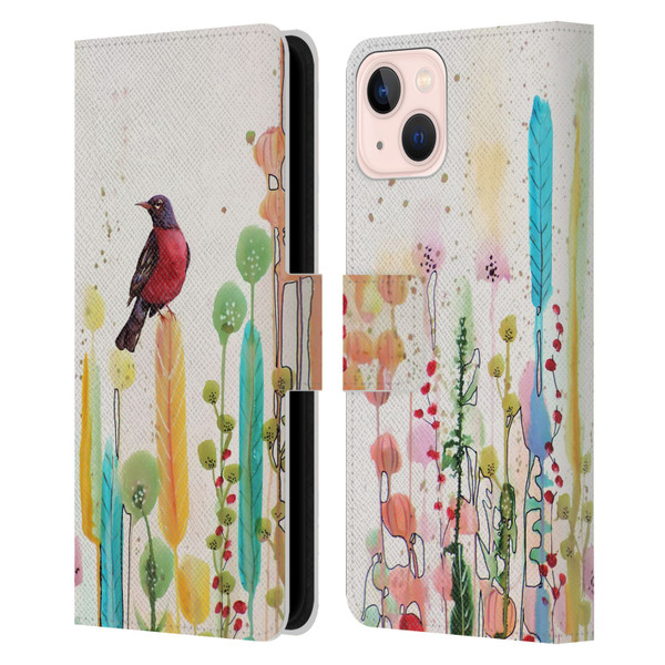 Sylvie Demers Birds 3 Scarlet Leather Book Wallet Case Cover For Apple iPhone 13