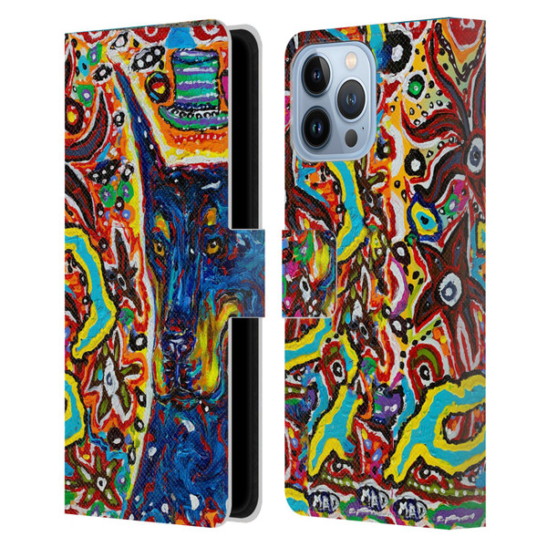 Mad Dog Art Gallery Dog 5 Doberman Leather Book Wallet Case Cover For Apple iPhone 13 Pro Max