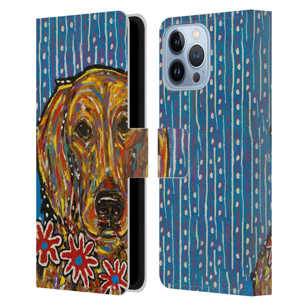 Mad Dog Art Gallery Dog 5 Golden Retriever Leather Book Wallet Case Cover For Apple iPhone 13 Pro Max