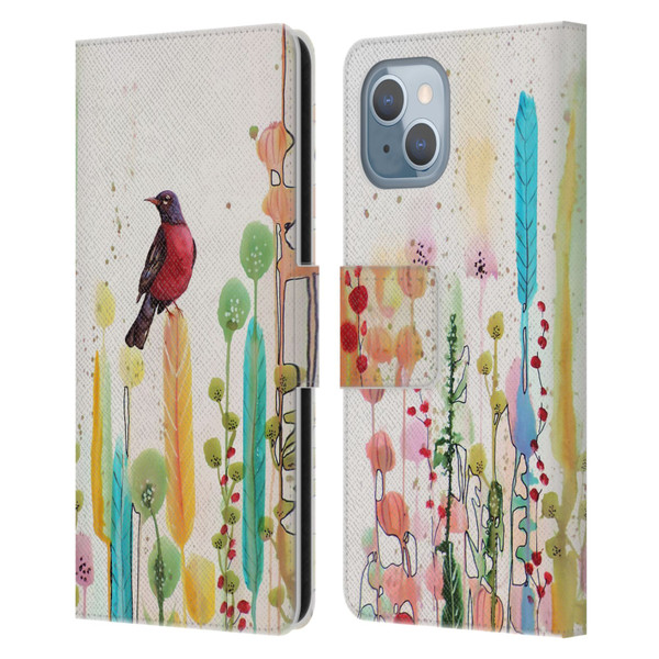 Sylvie Demers Birds 3 Scarlet Leather Book Wallet Case Cover For Apple iPhone 14