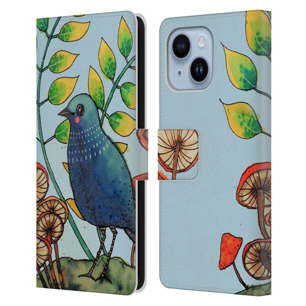 Sylvie Demers Birds 3 Teary Blue Leather Book Wallet Case Cover For Apple iPhone 14 Plus