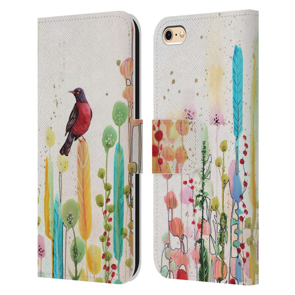 Sylvie Demers Birds 3 Scarlet Leather Book Wallet Case Cover For Apple iPhone 6 / iPhone 6s