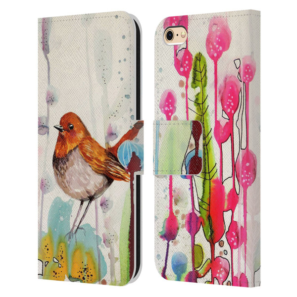 Sylvie Demers Birds 3 Sienna Leather Book Wallet Case Cover For Apple iPhone 6 / iPhone 6s