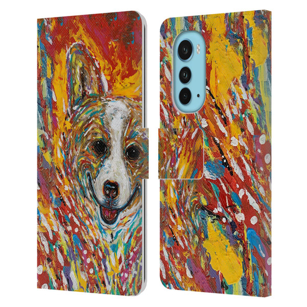 Mad Dog Art Gallery Dog 5 Corgi Leather Book Wallet Case Cover For Motorola Edge (2022)