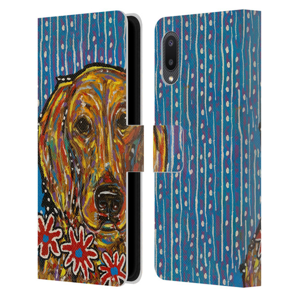 Mad Dog Art Gallery Dog 5 Golden Retriever Leather Book Wallet Case Cover For Samsung Galaxy A02/M02 (2021)