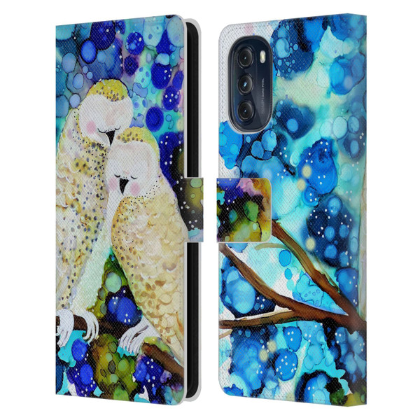 Sylvie Demers Birds 3 Owls Leather Book Wallet Case Cover For Motorola Moto G (2022)