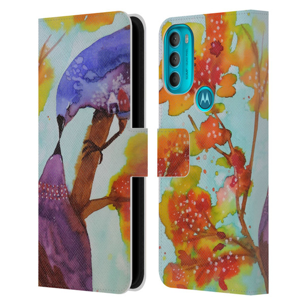 Sylvie Demers Birds 3 Kissing Leather Book Wallet Case Cover For Motorola Moto G71 5G