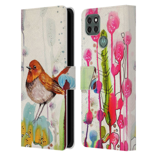 Sylvie Demers Birds 3 Sienna Leather Book Wallet Case Cover For Motorola Moto G9 Power