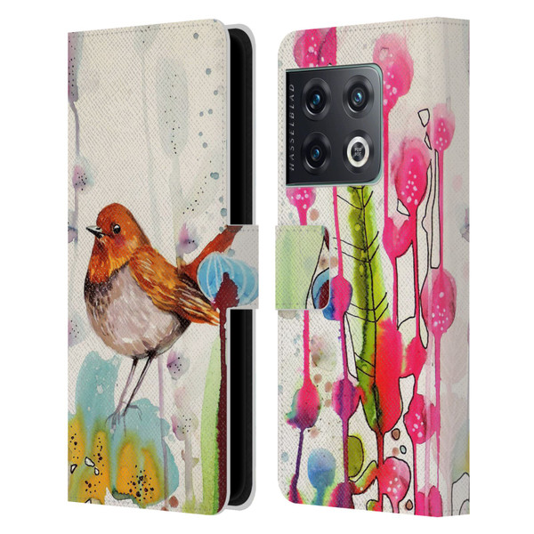Sylvie Demers Birds 3 Sienna Leather Book Wallet Case Cover For OnePlus 10 Pro