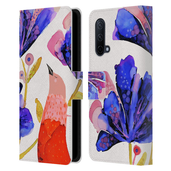 Sylvie Demers Birds 3 Red Leather Book Wallet Case Cover For OnePlus Nord CE 5G