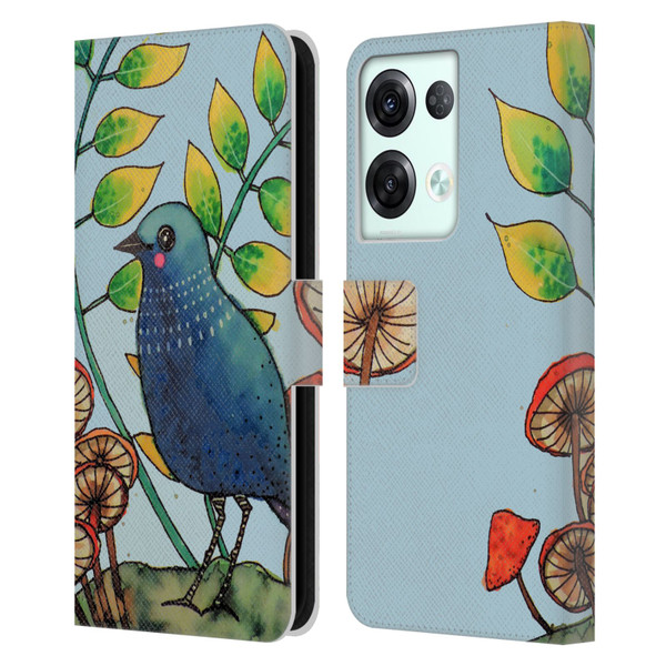 Sylvie Demers Birds 3 Teary Blue Leather Book Wallet Case Cover For OPPO Reno8 Pro
