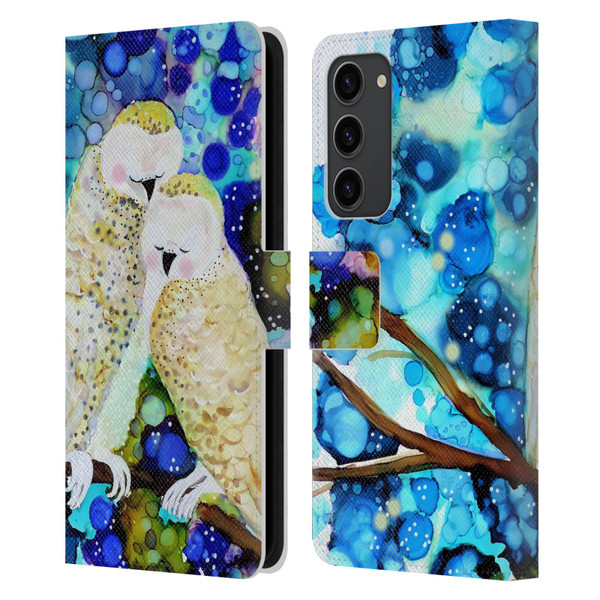 Sylvie Demers Birds 3 Owls Leather Book Wallet Case Cover For Samsung Galaxy S23+ 5G