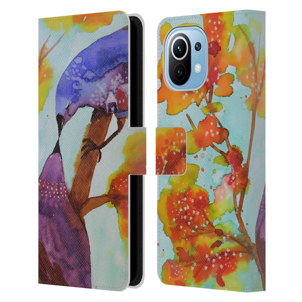 Sylvie Demers Birds 3 Kissing Leather Book Wallet Case Cover For Xiaomi Mi 11