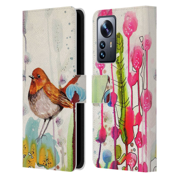 Sylvie Demers Birds 3 Sienna Leather Book Wallet Case Cover For Xiaomi 12 Pro